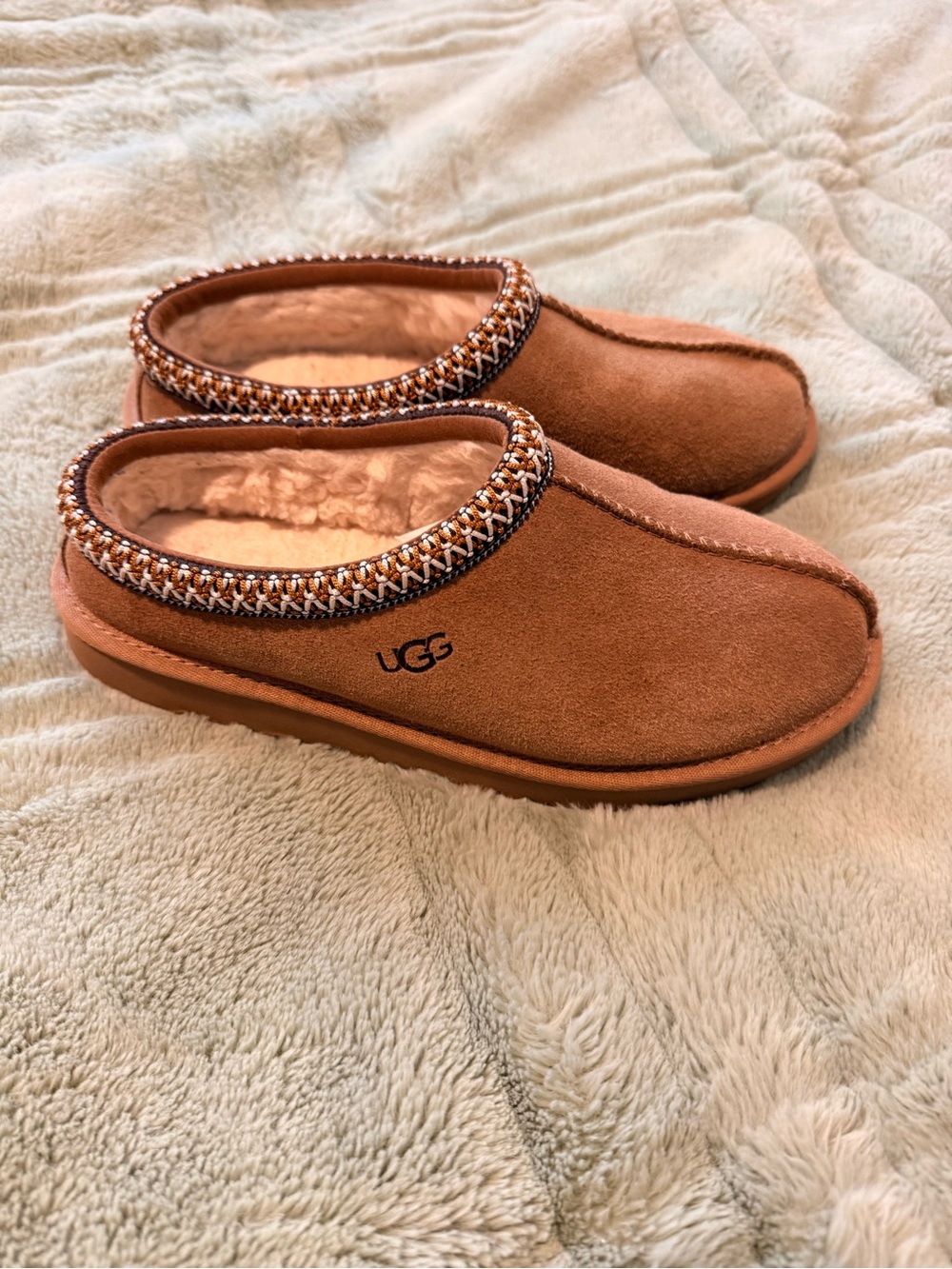 UGG Chestnut Brown Suede Slip-On Slippers - Picture 2 of 3